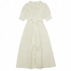 20SS スナイデル SNIDEL スキッパー シャツ ワンピース 半袖 ロング マキシ丈 フレア ベルテッド ドルマンスリーブ シャーリング ブラウス カットソー 0/S アイボリー レディース