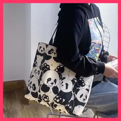 ★スタッフおすすめ★トートバッグ 帆布 a4 キャンバス 軽い 布 大容量 肩掛 ●両面パンダイラストがキュートなキャンバストートバッグ丈 上品　おすすめ おしゃれ　★売れ筋★　人気 高見え　高級感