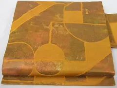 平和屋着物■九寸名古屋帯　幾何学文様　引箔　正絹　逸品　A-gk1180