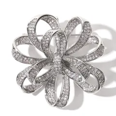 [ティグロス] TIGLOSS ブローチ ジルコン ジルコニア スワロフスキー クリスタル リボン 記念日 お祝い コサージュ セレモニー シルバー ゴールド フォーマル ジェケット スーツ ギフト 結婚式 お呼ばれ ドレス パーティー ピン おしゃれ 花  