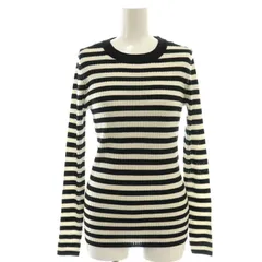 スローブ イエナ SLOBE IENA  タグ付き W/PE リブボーダープルオーバー ニット リブニット ボーダー ウール F 黒 ブラック 白 ホワイト 21080912933030 /DF ■OS