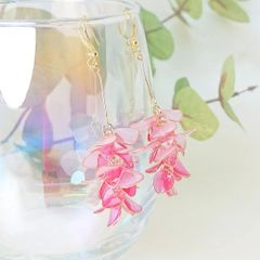 藤の花 藤 くすみピンク イヤリング ピアス ショート ロング アレルギー対