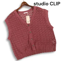 【新品 未使用】 studio CLIP スタジオクリップ 通年 7G アソート Vネック コットン ニット ベスト Sz.F　レディース