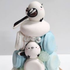 可愛いシマエナガシリーズ　　ブルーマカロン