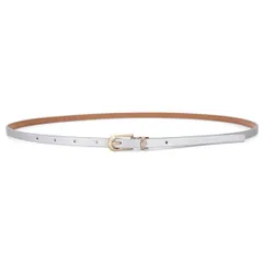 レザー レディース細ベルト♪大きいサイズ 革 シルバー 銀 バックル スリム 黒