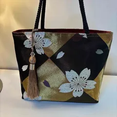 【帯リメイク】桜柄☆黒地☆振袖用帯☆トートバッグ 30b62271a4b15a8c239698467ad8c4