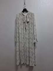 日本 ヴィンテージ 素敵な花柄 プリーツロングドレス 77