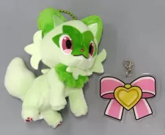 【中古】キーホルダー ニャオハ マスコット＆なかよしリボン風チャーム 「Switchソフト ポケットモンスター スカーレット・バイオレット+ゼロの秘宝」 ポケモンセンター購入特典