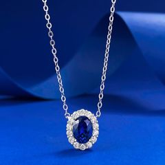 N062 ネックレス 人工サファイア CZダイヤ S925 K18コート - メルカリ