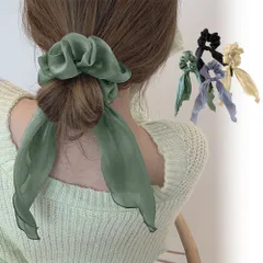 シュシュ 透け感サテン ヘアゴム 韓国風