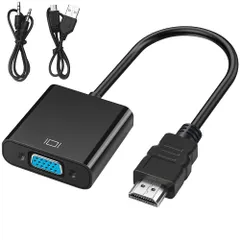 【特価セール】パソコン/ノートパソコン/PC/プロジェクター/HDTV/Chromebook/Raspberry ビデオ変換アダプター HDMI(オス)からVGA（メス）へ変換ケーブル 1080p@60Hz USBケーブル付き オーディオケーブルµ 3.5mm