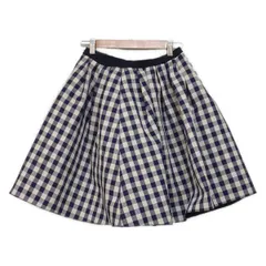 LANVIN en Bleu(ランバンオンブルー) スカート サイズ38 M レディース - ネイビー×白 ひざ丈/チェック柄/ウエストゴム