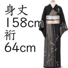 未着用に近い！美品＊絹絽＊キリギリス＊夏虫＊黒＊夏物＊訪問着