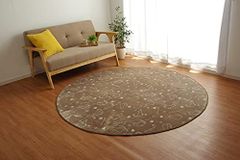 Size:185cm円形_Style:猫柄_Color:ブラウン イケヒコ ラグ カーペット マット 円型 キャット ブラウン 約185cm丸 アニマル柄 ホットカーペット対応 #9845021
