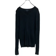 TOMMY HILFIGER コットン ケーブルニット セーター M ブラック トミーヒルフィガー 袖ロゴ 古着卸 アメリカ仕入 a612-6340
