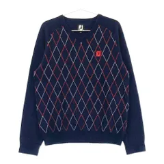 サイズ：M FOOT JOY フットジョイ  Vネック ウール混 ニットセーター ダイヤ柄 ネイビー系 [240101341486] ゴルフウェア メンズ ストスト