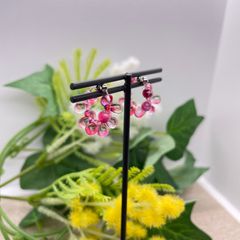 チェコビーズ イヤーカフ ピンク