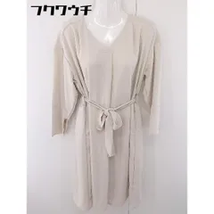 ◇ ◎ Simplicite シンプリシテェ Vネック 長袖 膝下丈 ワンピース ライトベージュ レディース  【中古】 【1112240001118】