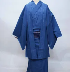羽織 着物セット 青系 男性用 Sサイズ Mサイズ Lサイズ LLサイズ 3Lサイズ 紋入れ可 NO37397