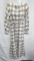 ◇ natural couture ナチュラルクチュール チェック柄 長袖 ロング丈 ワンピース サイズL アイボリー系 レディース E  【1407020009966】