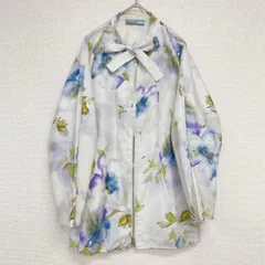 ◎PRADA　プラダ　シルク100%　ブルゾン　シャツジャケット　花柄　フラワー　ボウタイ　リボン　ブラウス　イタリア製　38