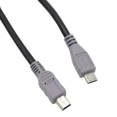 USB2.0 Micro USB 5ピン to Mini USB 5ピン変換ケーブル 1m/USB2.0 Micro 5ピン-Mini ５ピン 充電&データケーブル オス－オス グレー