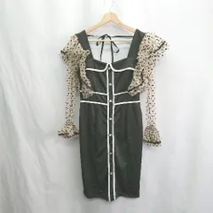 ◇ Θ Tika ティカ ドット柄 キャバドレス 長袖 膝丈 ワンピース サイズXL ブラック レディース E  【1411280015704】