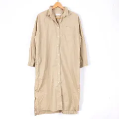 レプシィムローリズファーム 長袖ワンピース シャツワンピ 無地 ロング丈 コットン100% レディース Fサイズ ベージュ LEPSIM LOWRYS FARM 【中古】