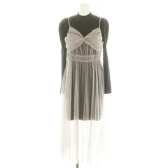 スナイデル SNIDEL 24SS チュールキャミ×ニットワンピース 2点セット 膝丈 ロング 長袖 レイヤード F チャコールグレー ラベンダー /ES ■OS