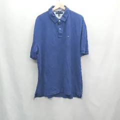 ◇ TOMMY HILFIGER トミーヒルフィガー ワンポイントロゴ カジュアル 半袖 ポロシャツ サイズXXL ネイビー メンズ E  【1406180107451】