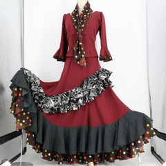 【美品 フラメンコ衣装】ブラック HERMOSA IBERIA ブラウス 美品 フラメンコ衣装】レッド HERMOSA IBERIA エルモサイベリア