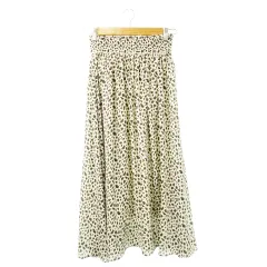 ローリーズファーム LOWRYS FARM スカート ギャザー フレア ロング マキシ 薄手 とろみ感 シフォン アニマル レオパード ヒョウ柄 F 白 アイボリー /CK19