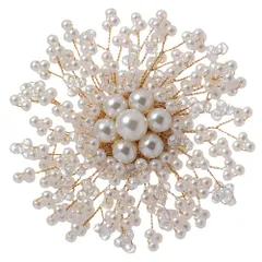 花形 レディース スーツ ジャケット ブローチ アクセサリー ブローチ おしゃれ スカーフアクセ フォーマル 多用途ブローチ 優美 卒業式 胸飾り 卒園式 入学式 光沢 入園式 1個セット 結婚式 プレゼント パール DIY コサージュ ギフト（ホワイト）