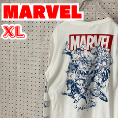 【ロンT】MARVEL　マーベル　アメコミ　長袖Tシャツ　XL　ホワイト　US古着　MTTL2309-116