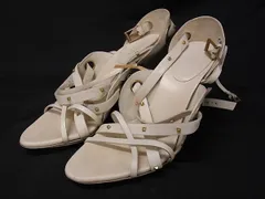 GUCCI グッチ レザー ヒール サンダル  表記サイズ5 1/2 (約22cm) 靴 シューズ レディース アイボリー系×ゴールド系 DJ5021