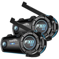 FODSPORTS バイク インカム FX8 AIR インカム 4人同時通話 音楽共有 通信自動復帰 20H以上連続使用 ワンタッチペアリング 他メーカーと接続可能 三重ノイズ低減 FM付き 3段階音質調整 AUX有線接続 インカムバイク用 150