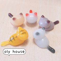 おすわり猫シリーズ　カラー5匹セット　レジン　デコパーツ