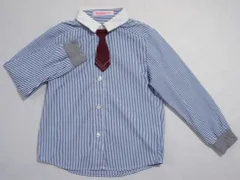ファミリア familiar アウトレット 子供服 女の子 120cm 長袖 シャツ ストライプ 白 青 ネクタイ付き 春 夏 秋 冬 ★3 トップス ガールズ 女児 キッズ 【中古】 ユーズド リサイクル こども