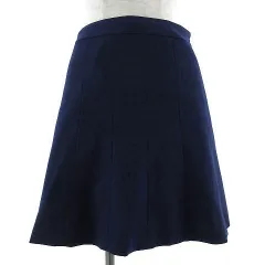 ナチュラルビューティーベーシック NATURAL BEAUTY BASIC スカート ひざ丈 フレアー ウール混 ブルー系 青系 S