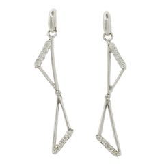 【クーポン】ダイヤモンド 0.08ct ×2 K18 WG さがり ピアス ホワイトゴールド アクセサリー ジュエリー 中古