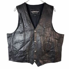 Unikrレザーベスト黒ブラックウエスタンY2KライダースBIKEバイクモーターサイクルvintageヴィンテージ40710