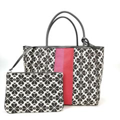 Kate Spade トートバッグ エブリシング ミディアム トート PXRUB289 0081 フラワー ジャガード ポーチ ショルダー紐 付属 ケイトスペード