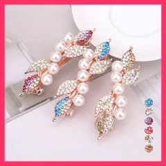 【スタッフおすすめ！】 バレッタ キラキラ ヘアアクセサリー 大人女子 バレッタ/フェミニン 髪飾り/エレガントクリップ レディース ラインストーン フェイクパ おすすめ おしゃれ　人気 上品 6MPEI-003