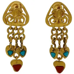 シャネル CHANEL ココマーク イヤリング スイング カラーストーン イヤリング GP ゴールド レディース 【中古】