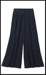 GU ジーユー イージープリーツパラッツォパンツ　ネイビーS