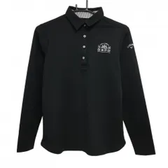 ★SALE価格★【美品】キャロウェイ 長袖ポロシャツ 黒×白 ロゴ刺しゅう レディース L ゴルフウェア Callaway