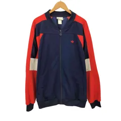 アディダス adidas 80-90S 銀タグ トレフォイルロゴ 刺繍 カラーブロック トラックジャケット ジャージ メンズ import：XL 