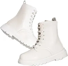 しあわせ倉庫 袴ブーツ 女の子 キッズ 子供 靴 編み上げブーツ 小学生 フォーマル 卒業式 卒園式(ホワイト,  19.0 cm)