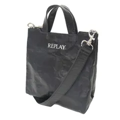 REPLAY リプレイ バッグ ブラック 黒 / シワ加工 トート型 ショルダー バッグ / 2WAY ロゴ プリント ハンドバッグ 肩掛け クロスボディ / ブランド カバン【レディース】のサムネイル
