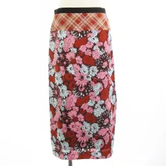 ポールスミス PAUL SMITH 美品 21AW ロングスカート 切替 スリット フラワー 花柄 チェック ピンク オレンジ 40のサムネイル
